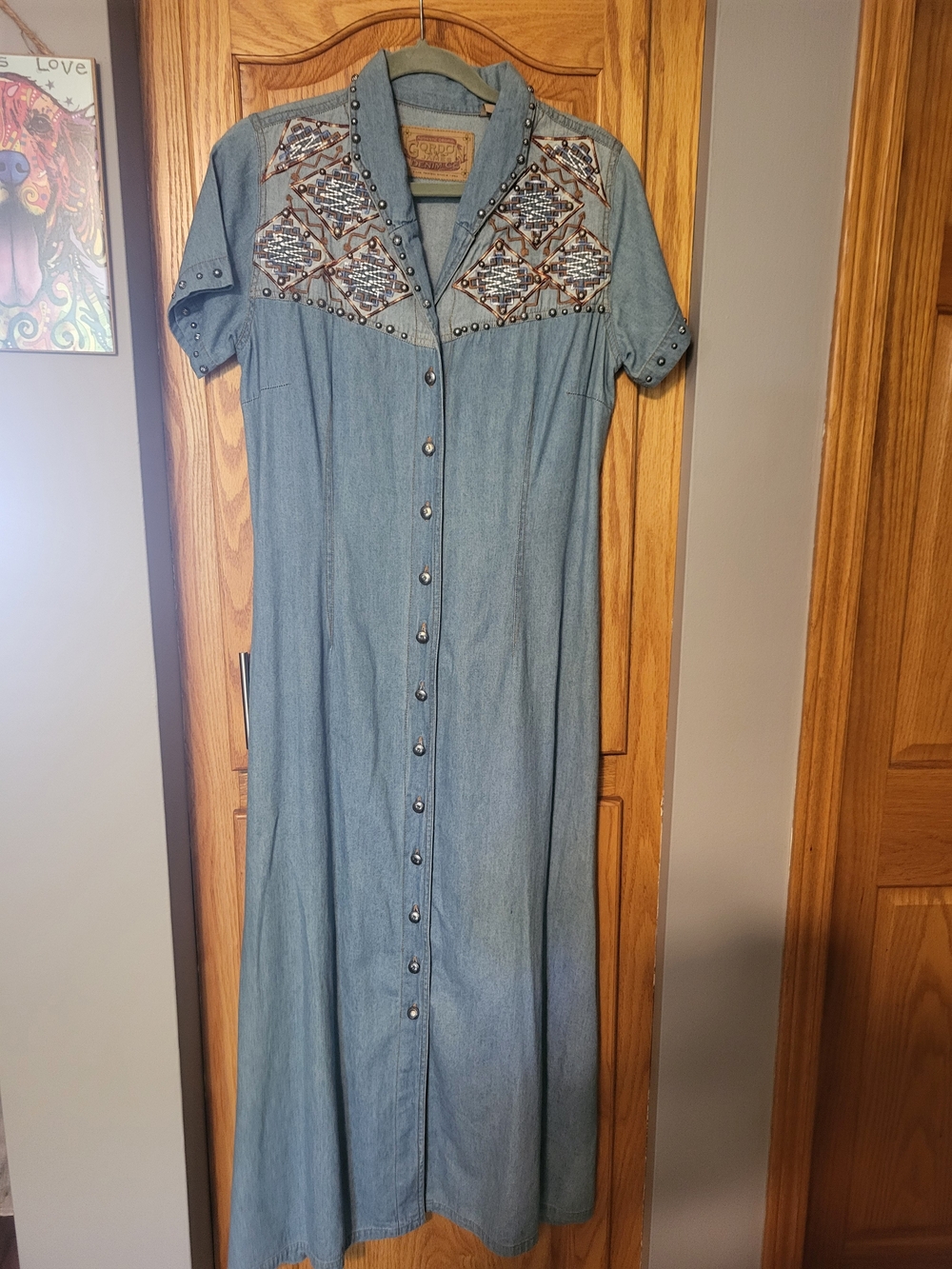 Gordon James vintage denim 80’s western rodeo Studded cowgirl dress size M